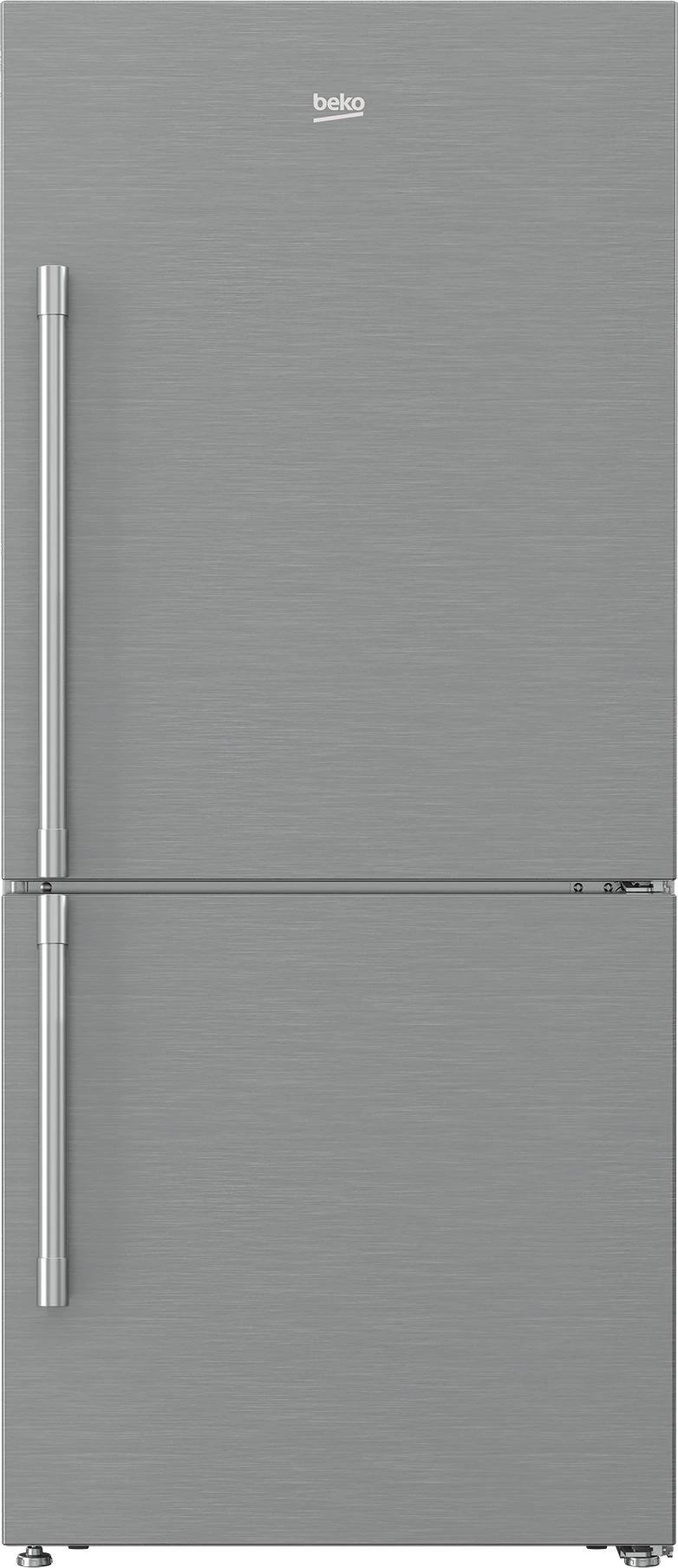 Front view of the Beko BFBF3018SSIM bottom freezer refrigerator 