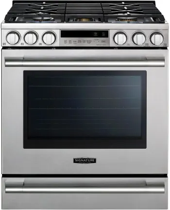 Front view of the Signature Kitchen Suite UPSG3014ST-C070923 gas range 