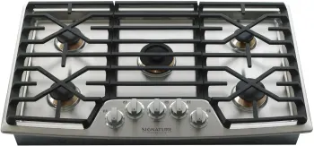 Overhead view of the Signature Kitchen Suite UPCG3654ST gas cooktop 