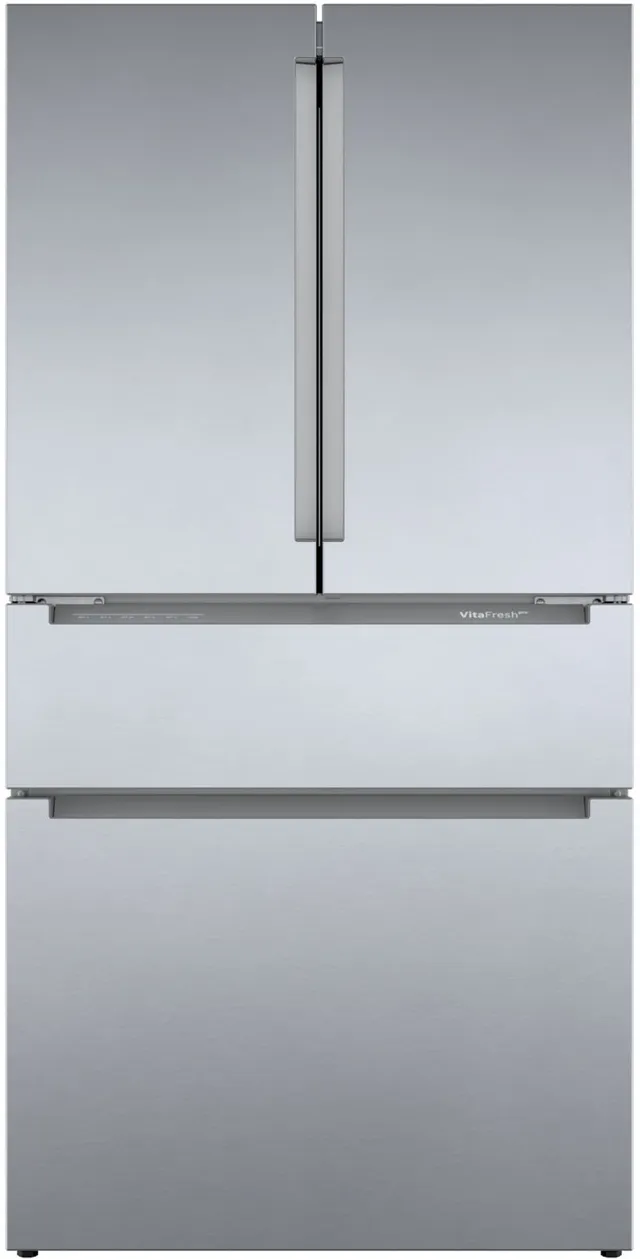 Credit: Bosch Front view of the Bosch B36CL80ENS 800 Series French door refrigerator