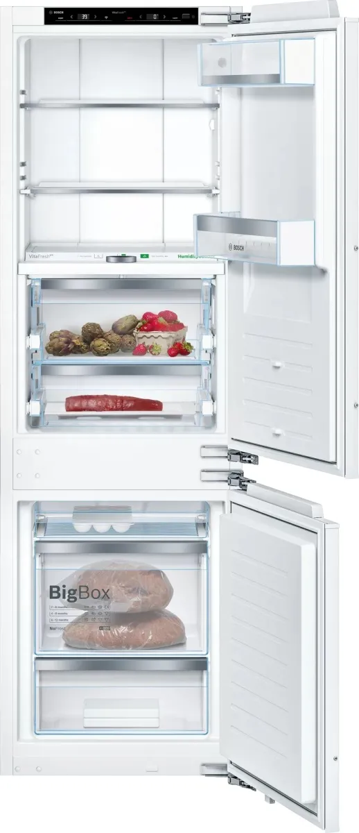 Credit: Bosch Front view of the Bosch B09IB91NSP 800 Series built-in bottom-freezer refrigerator