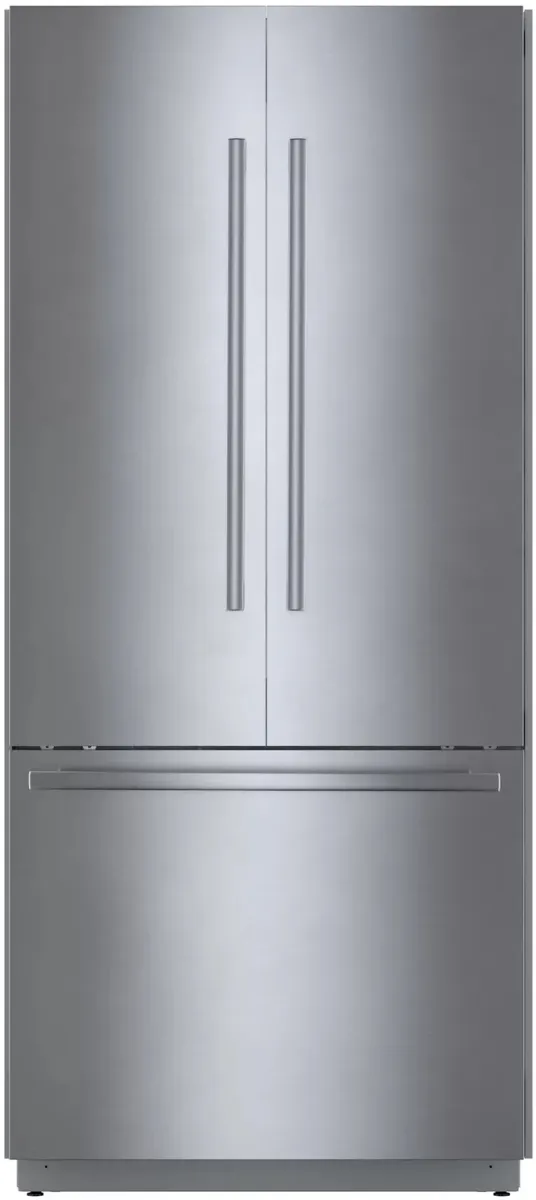 Credit: Bosch Front view of the Bosch Benchmark B36BT935NS built-in French door refrigerator