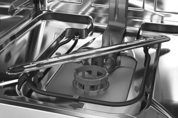 The inside of the KitchenAid KDTE204KWH dishwasher 