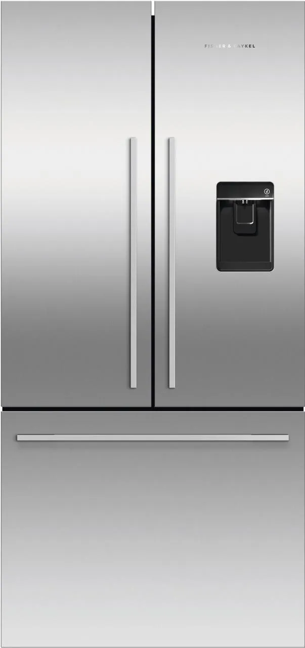 Front view of the Fisher & Paykel RF170ADUSX4 N French door refrigerator 