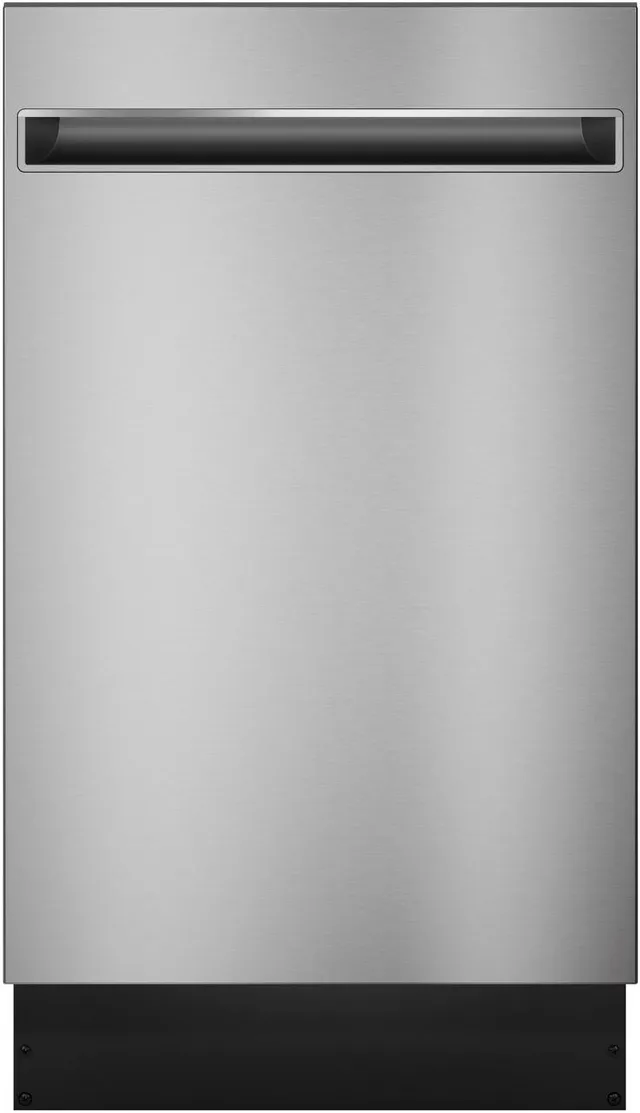 Front view of the GE Profile PDT145SSLSS 18” dishwasher 