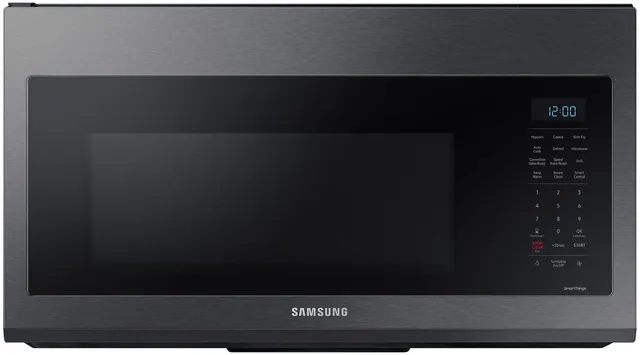 Credit: Samsung Front view of the Samsung MC17T8000CG over-the-range microwave