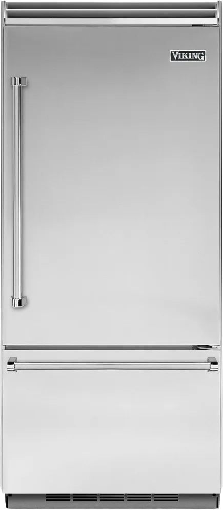 Front view of the Viking VCBB5363ERSS 5 Series bottom freezer refrigerator 