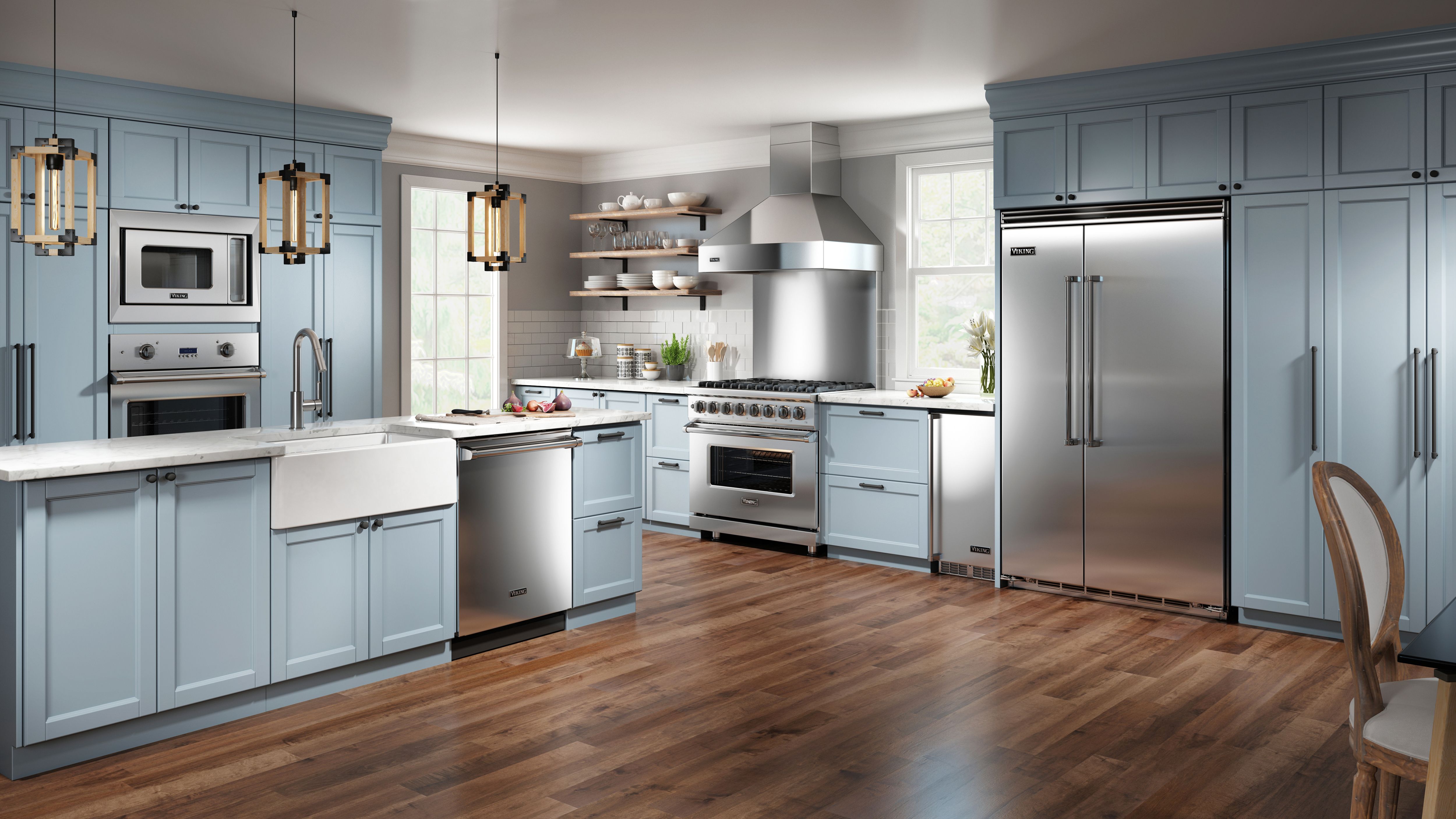 A luxury kitchen featuring Viking appliances 