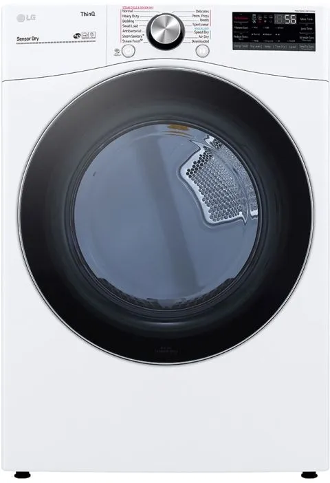 Front view of the LG DLGX4201W gas dryer 