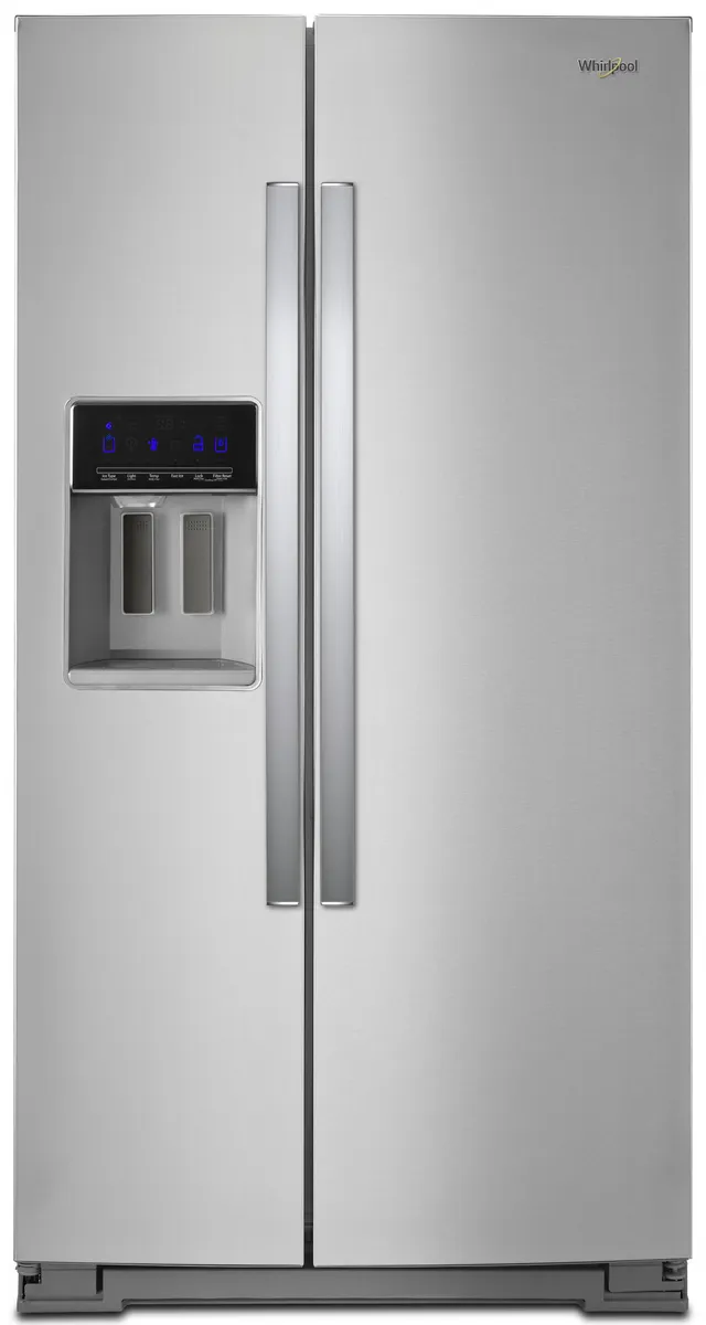 Front view of the Whirlpool WRS571CIHZ side by side refrigerator 