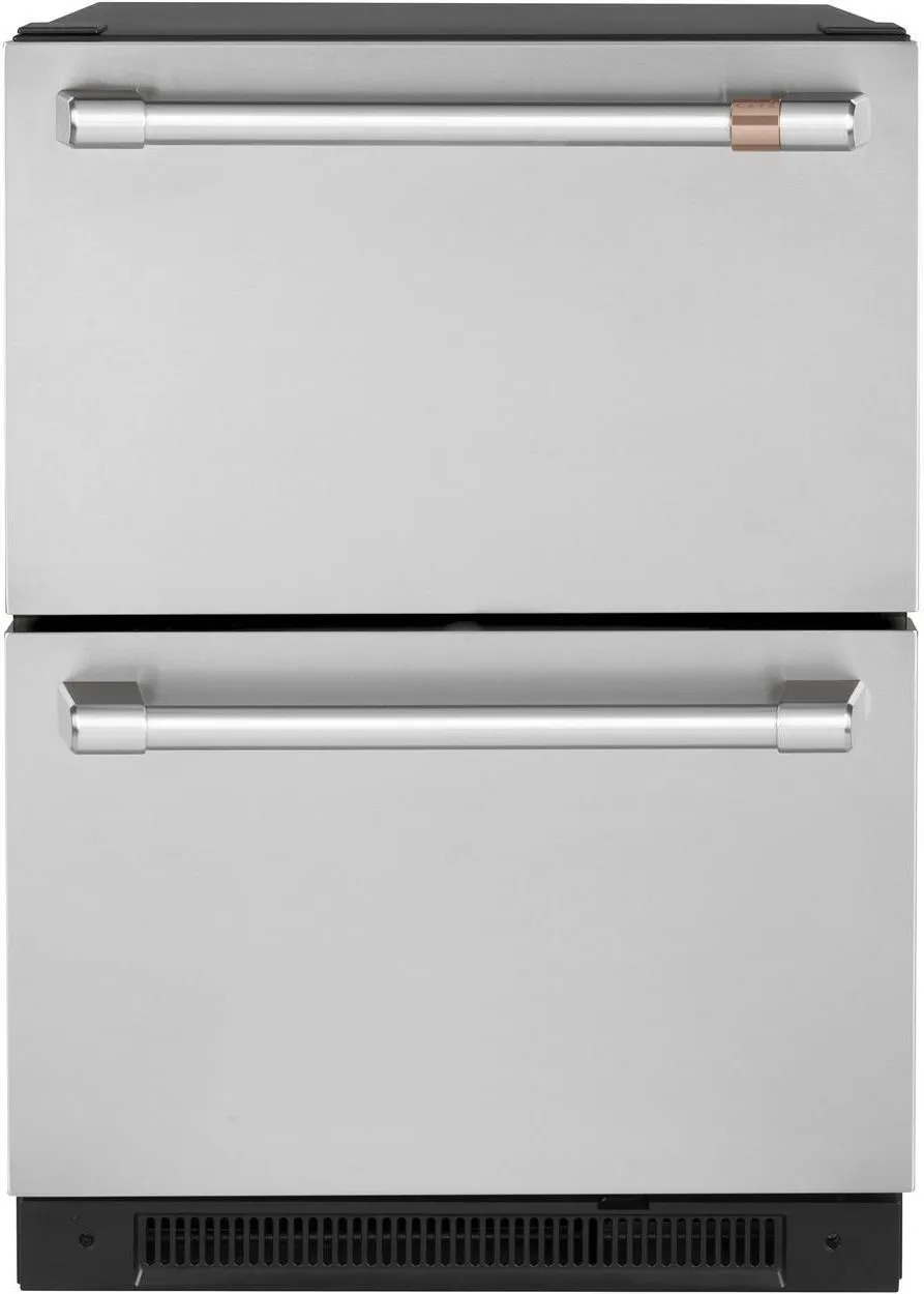 Front view of the Café CDE06RP2NS1 double drawer refrigerator 