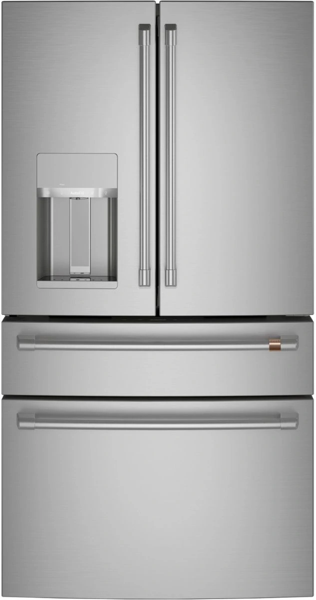 Front view of the Café CXE22DP2PS1 counter depth French door refrigerator 