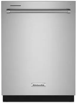 Front view of the KitchenAid KDTM404KPS dishwasher 