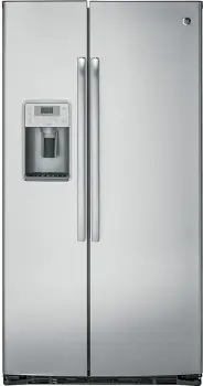 Front view of the GE Profile PZS22MYKFS French door refrigerator 