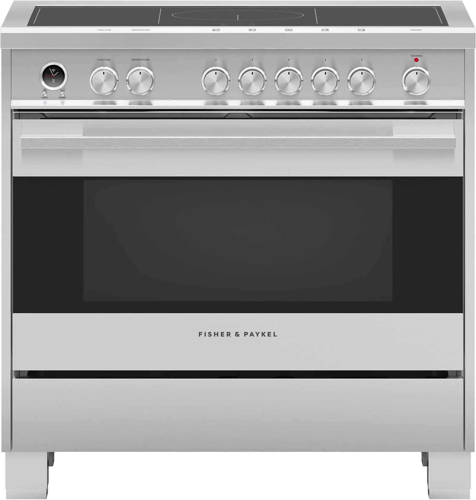 Credit: Fisher & Paykel Front view of the Fisher & Paykel OR36SDI6X1 36” induction range