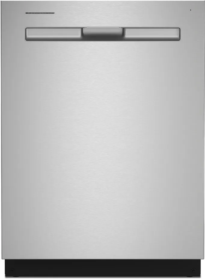 Front view of the Maytag MDB8959SKZ stainless steel dishwasher 