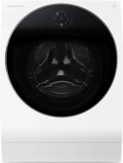Front view of the LG Signature LUWM101HWA washer dryer combo 
