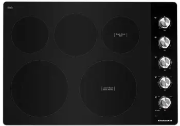 Overhead view of the KitchenAid KCES550HSS cooktop 