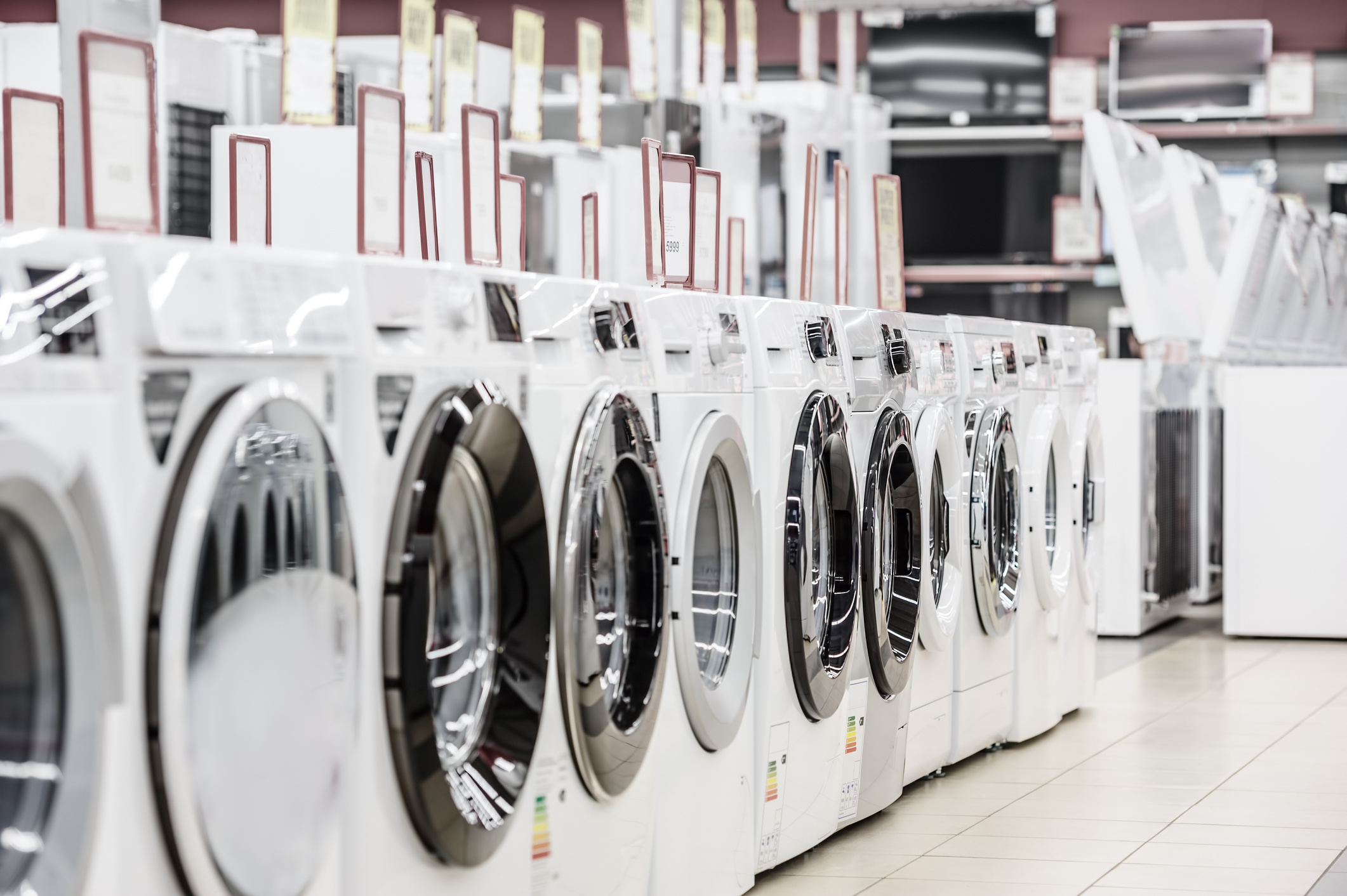 A long shot of front load washers 