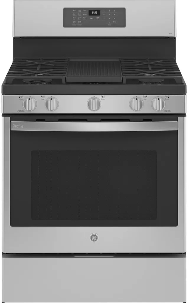 GE Profile stainless steel oven with blackout oven