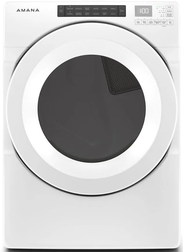 Front view of the Amana NGD5800HW gas dryer 