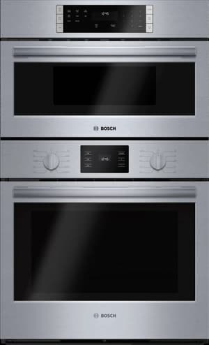 Front view of Bosch 500 Series HBL57M52UC 30-inch combination wall oven 