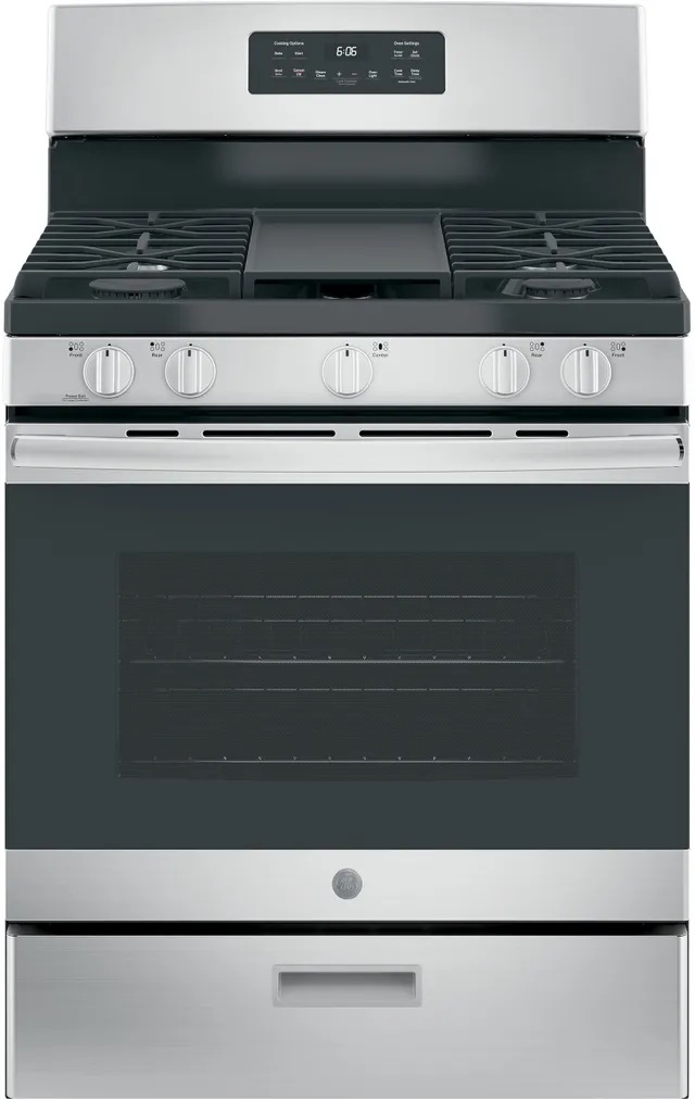 GE Front view of GE JGBS66REKSS 30-inch freestanding gas range