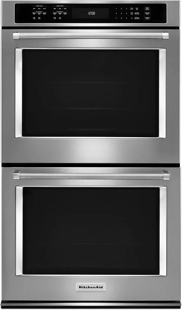 Front view of KitchenAid KODE500ESS 30-inch double wall oven 