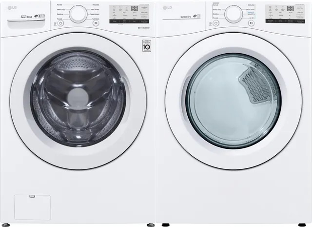LG Front view of LG LGLAUDLE3400W washer and dryer pair