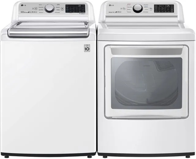 LG Front view of LG LGLAUWT7305CW washer and dryer pair