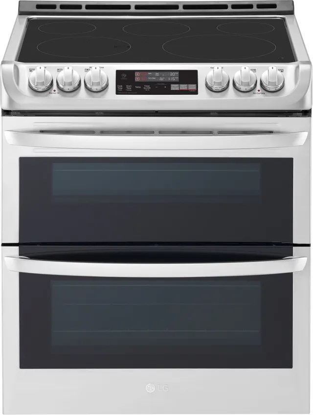 LG Front view of LG LTE4815ST 30-inch double oven electric slide in range