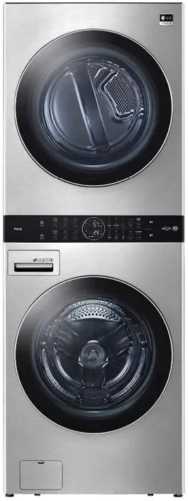 Credit: LG Front view of LG WSEX200HNA stackable washer dryer pair