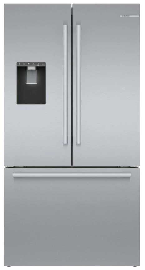 Bosch 500 Series French Door Refrigerator Front view of the Bosch 500 Series B36CD50SNS French door refrigerator