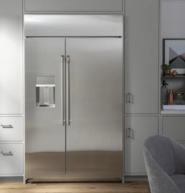 Cafe Side by Side Refrigerator The Café CSB42YP2NS1 side by side refrigerator in a kitchen
