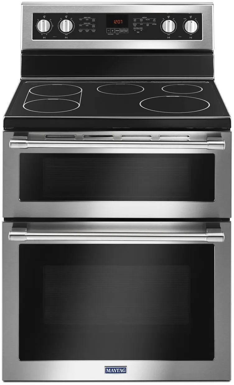 Maytag Double Oven Range Front view of the Maytag MET8800FZ 30” double oven range
