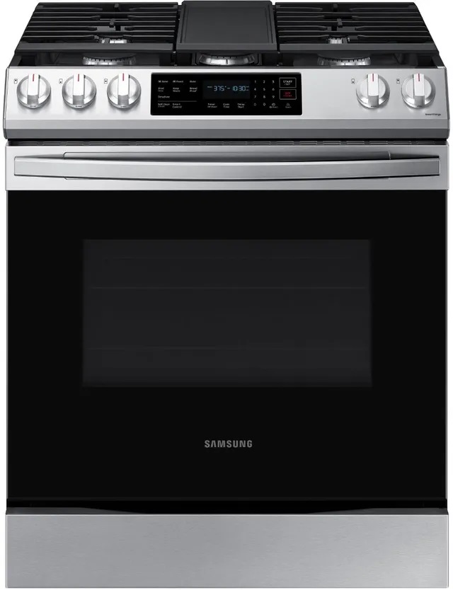 Samsung Front view of Samsung NX60T8311SS 30-inch slide in gas range