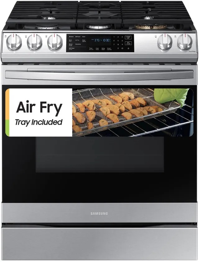 Samsung Front view of Samsung NX60T8511SS 30-inch Air Fry gas slide in range