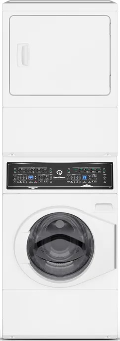 Credit: Speed Queen Front view of Speed Queen SF7003WG stackable washer dryer pair