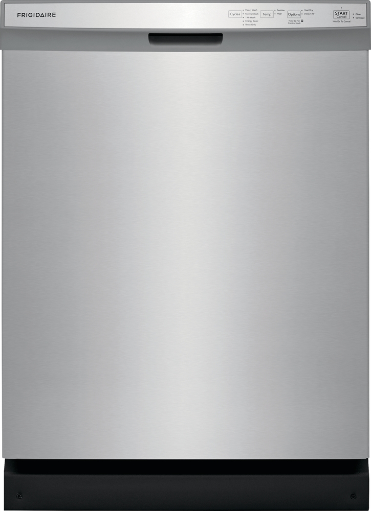 Frigidaire built in dishwasher with handle and black accent piece