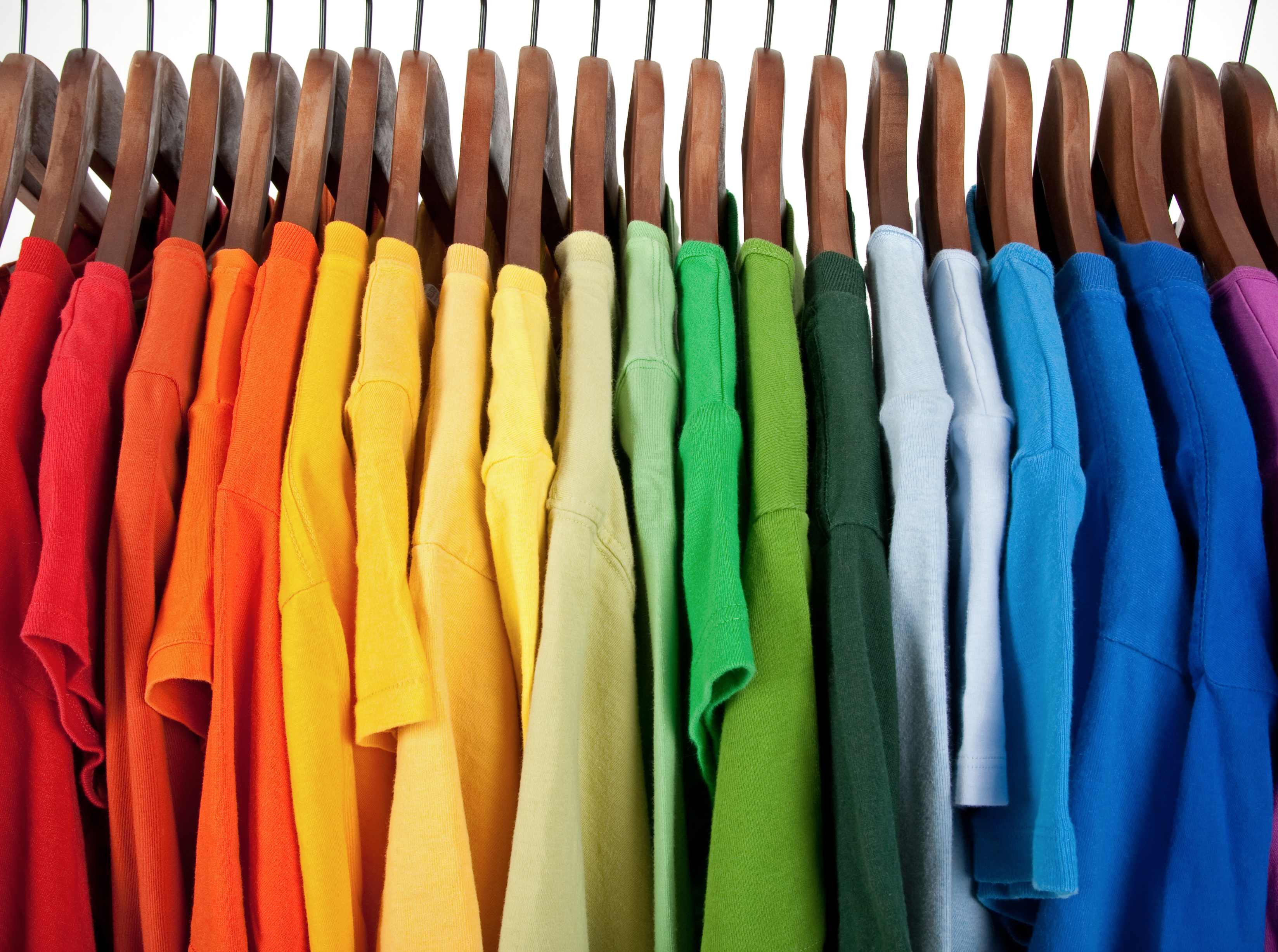Studio Light and Shade bright t-shirts on hangers