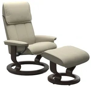 Stressless Admiral Medium Manual Recliner with Ottoman