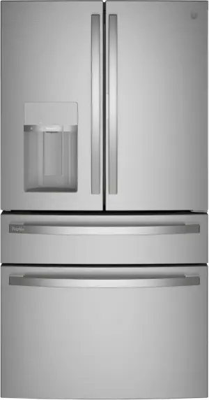 Front view of the GE Profile PVD28BYNFS French door refrigerator 