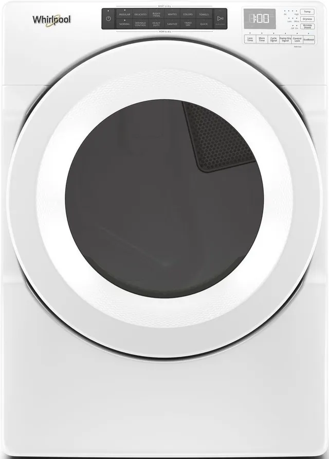 Credit: Whirlpool Front view of the Whirlpool WED560LHW dryer