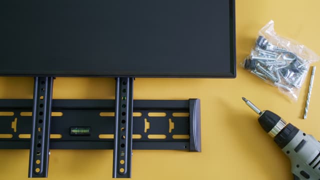 TV mounted at eye level in living room