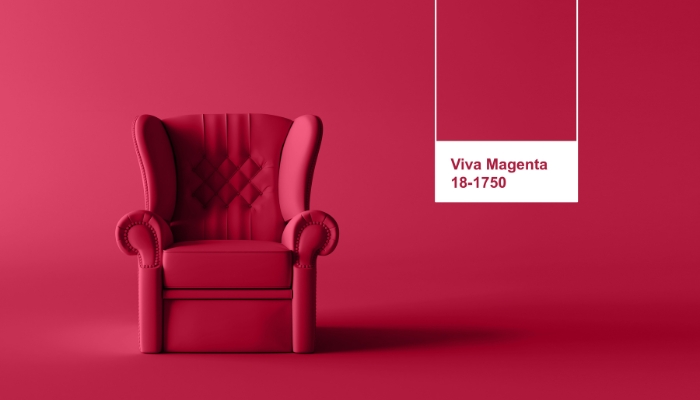 Viva Magenta chair on a magenta background