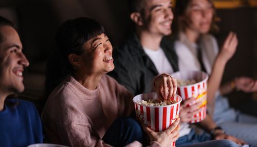 Friends Enjoying a Movie