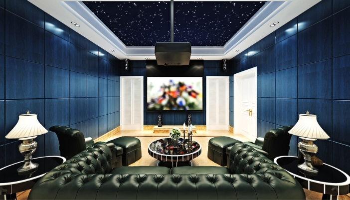 CI_Projector-Installation-Types_4.jpg A pole-mounted projector over a luxury seating in home theater