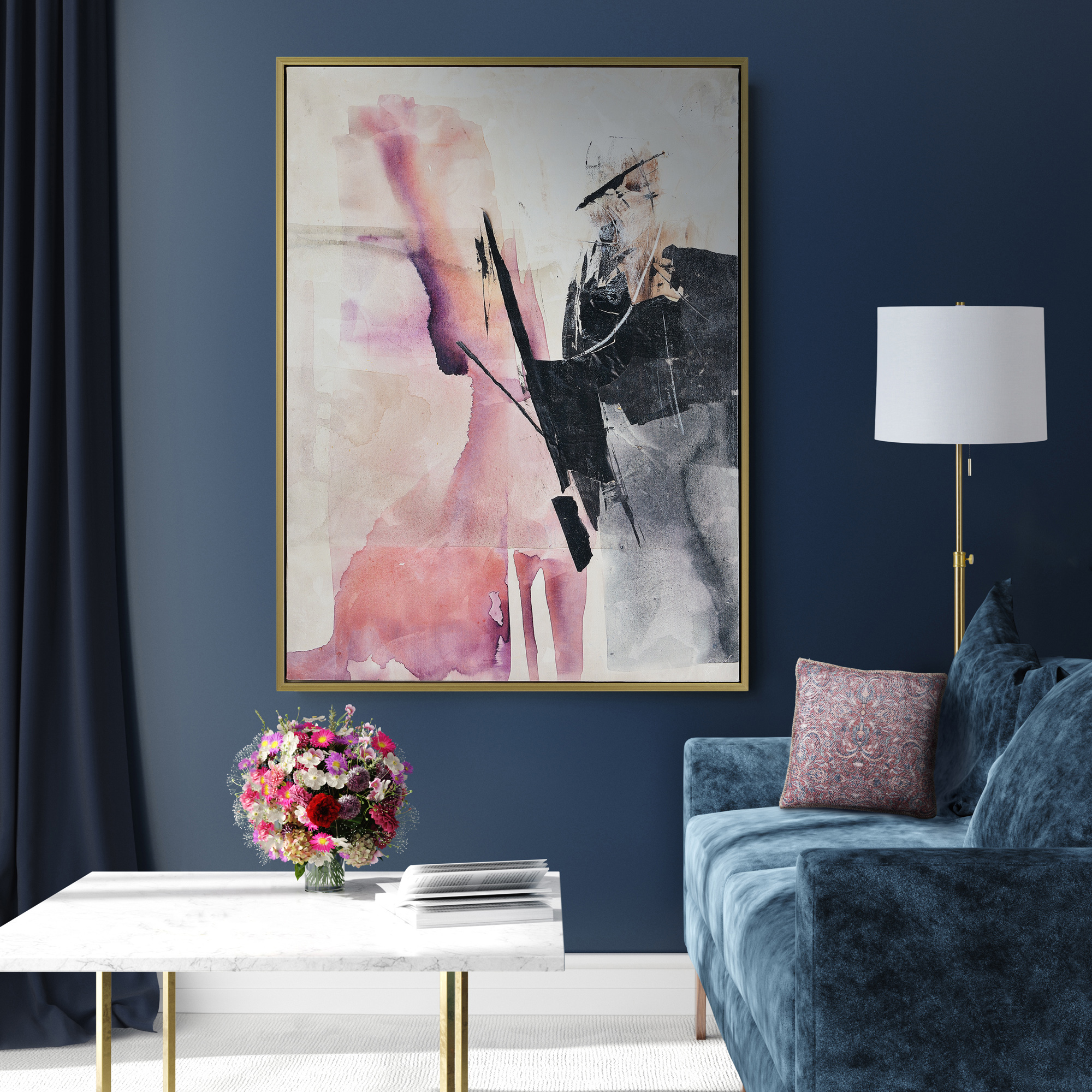 Incorporate colour in your living spaces with art pieces.