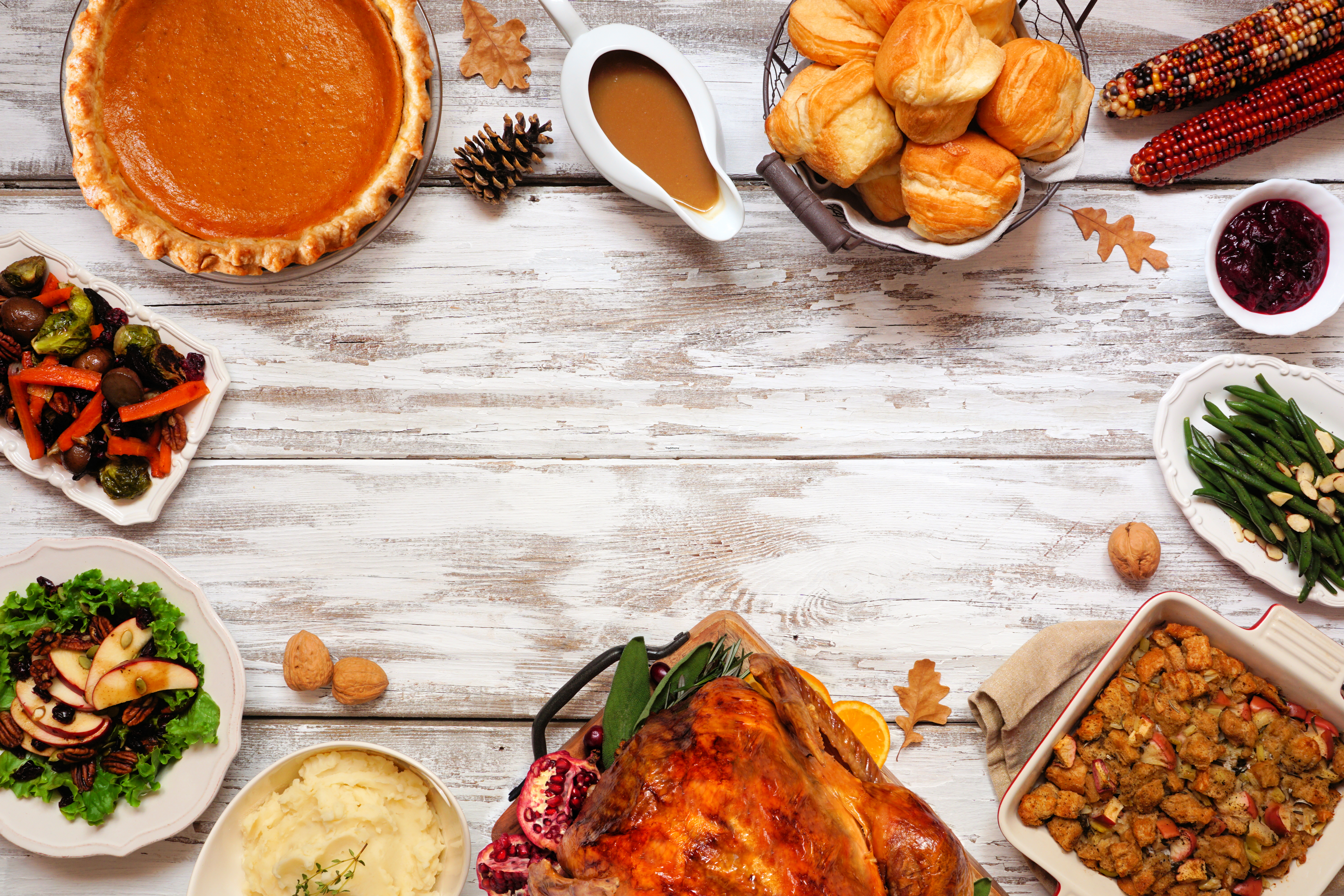 Patterson's Various Thanksgiving dishes are shown on a table