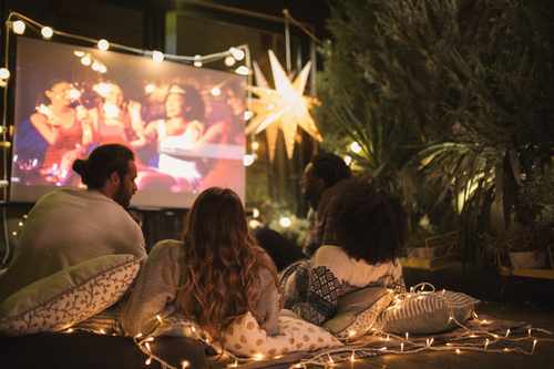 Projector and screen home theater setup